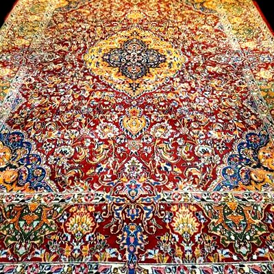 tapis Kirman floral, 250 x 350 cm, laine kork nouée main en Iran vers 1980, en très  bon état-photo-2