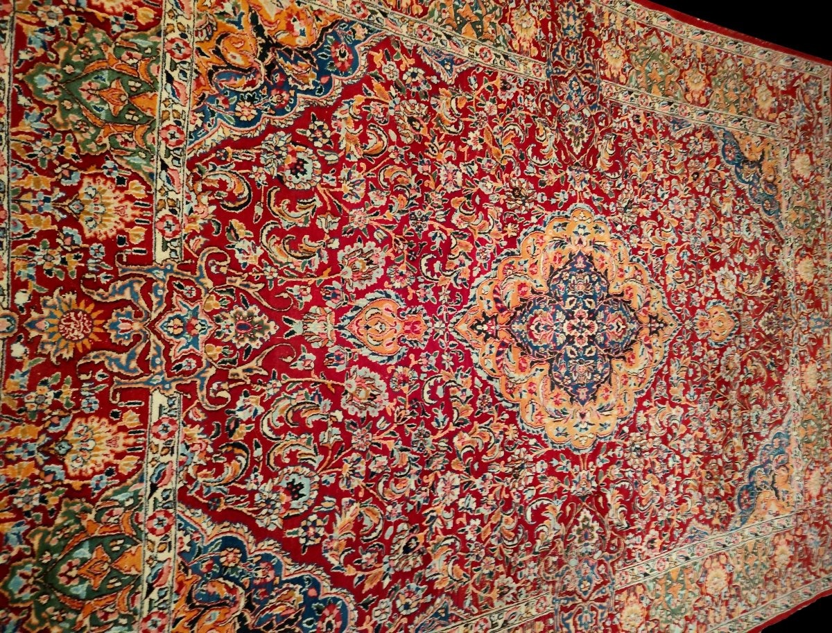 Kirman Floral Rug, 250 X 350 Cm, Kork Wool, Hand-knotted In Iran Around 1980, In Very Good Condition-photo-2