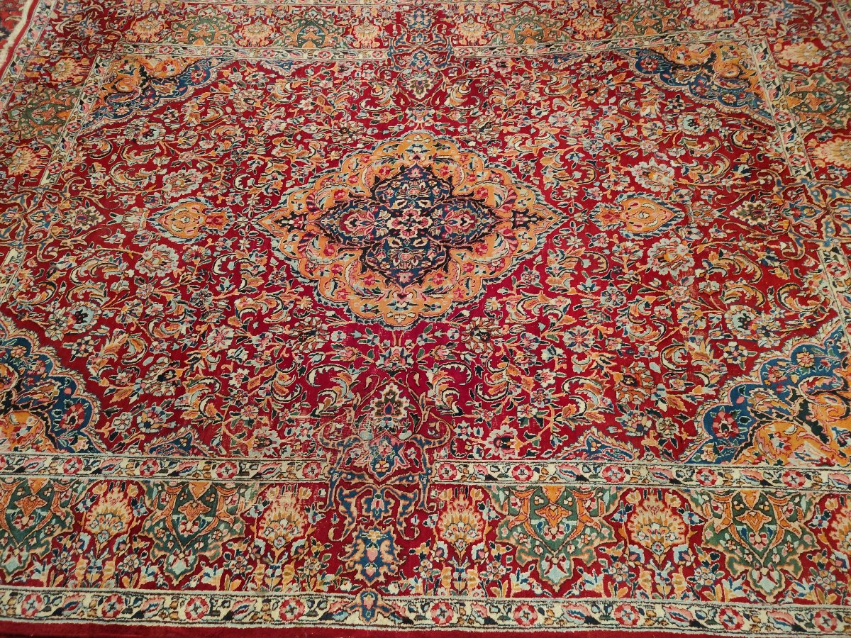 Kirman Floral Rug, 250 X 350 Cm, Kork Wool, Hand-knotted In Iran Around 1980, In Very Good Condition-photo-3