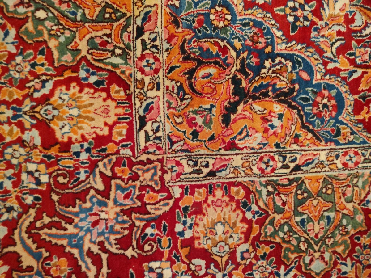 Kirman Floral Rug, 250 X 350 Cm, Kork Wool, Hand-knotted In Iran Around 1980, In Very Good Condition-photo-2