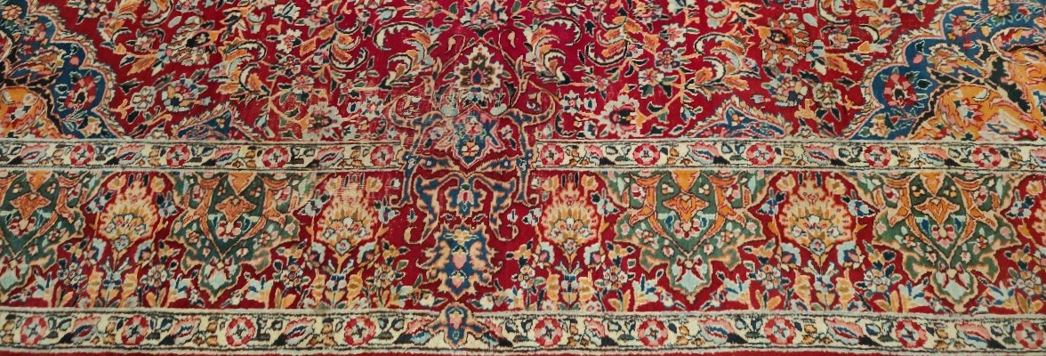 Kirman Floral Rug, 250 X 350 Cm, Kork Wool, Hand-knotted In Iran Around 1980, In Very Good Condition-photo-7
