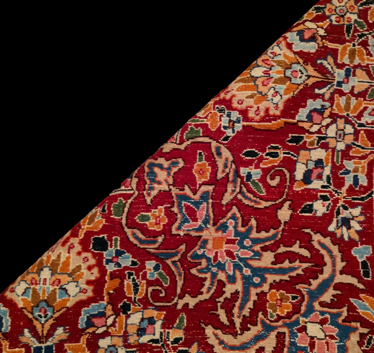 Kirman Floral Rug, 250 X 350 Cm, Kork Wool, Hand-knotted In Iran Around 1980, In Very Good Condition-photo-8