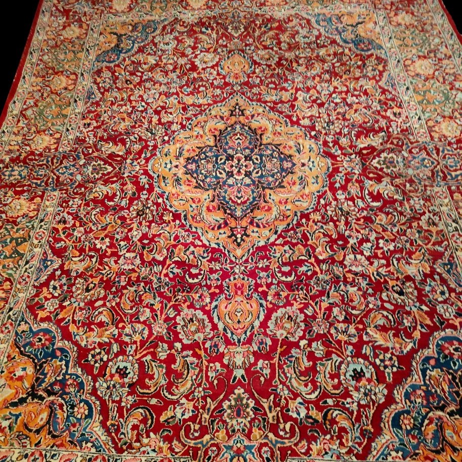 Kirman Floral Rug, 250 X 350 Cm, Kork Wool, Hand-knotted In Iran Around 1980, In Very Good Condition