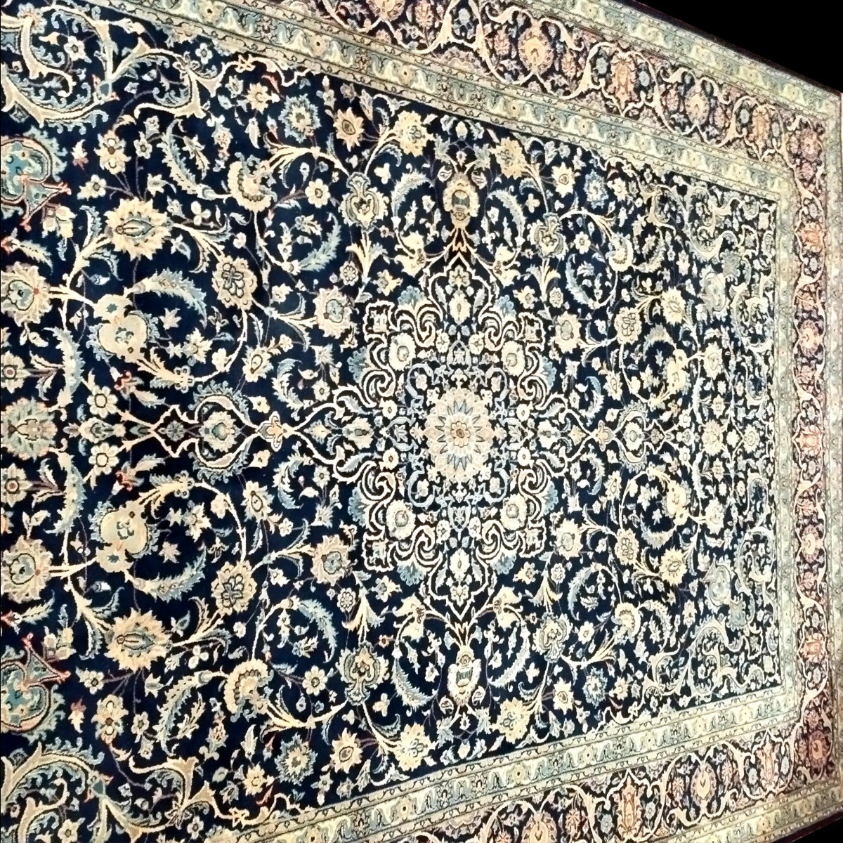 Na'in Rug, 254 X 382 Cm, Kork Wool & Silk Hand-knotted In Iran In Very Good Condition, Circa 1980-photo-2