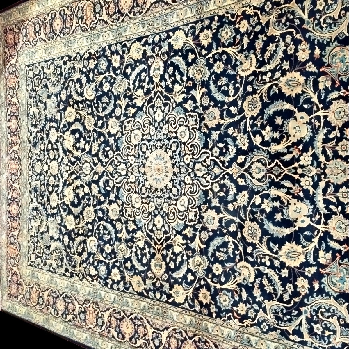 Na'in Rug, 254 X 382 Cm, Kork Wool & Silk Hand-knotted In Iran In Very Good Condition, Circa 1980-photo-4