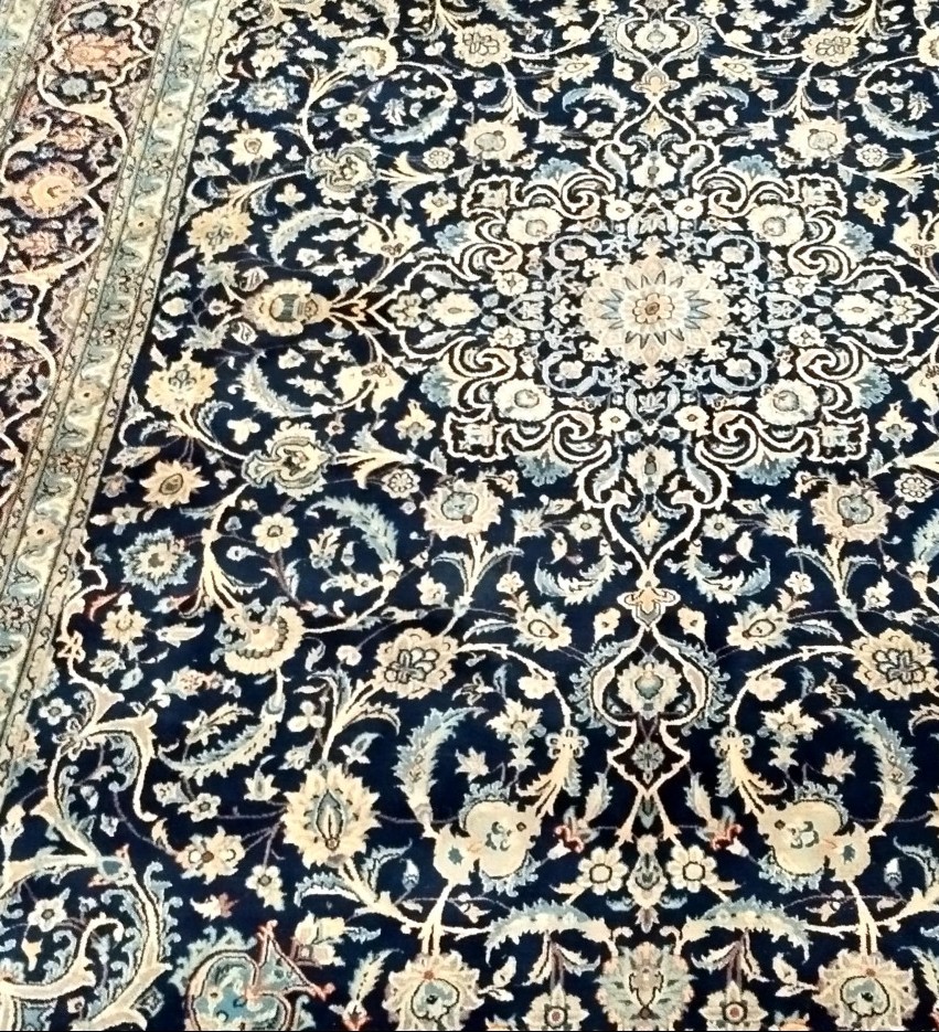 Na'in Rug, 254 X 382 Cm, Kork Wool & Silk Hand-knotted In Iran In Very Good Condition, Circa 1980-photo-4