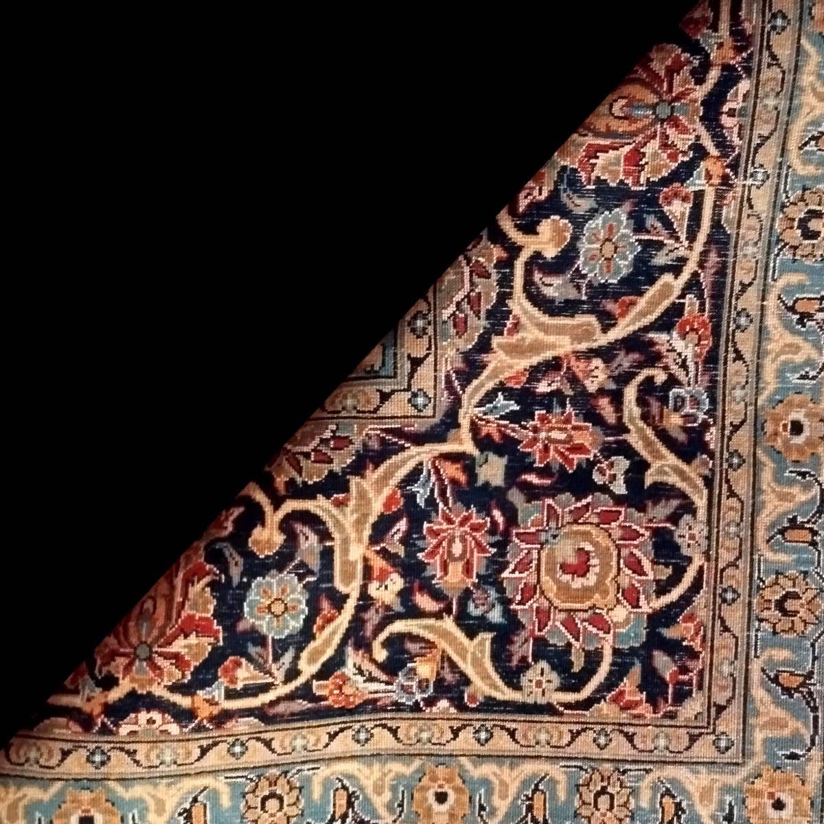 Na'in Rug, 254 X 382 Cm, Kork Wool & Silk Hand-knotted In Iran In Very Good Condition, Circa 1980-photo-8