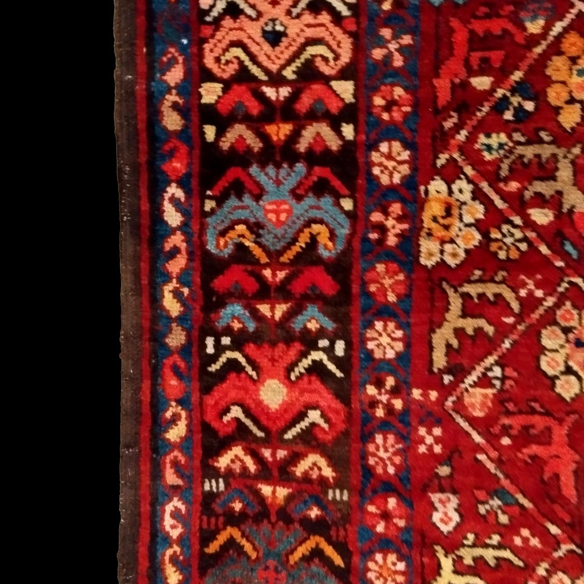 Tapis en galerie du Caucase, 135 x 338 cm, laine nouée main, daté 1891, signé, très bon état-photo-4