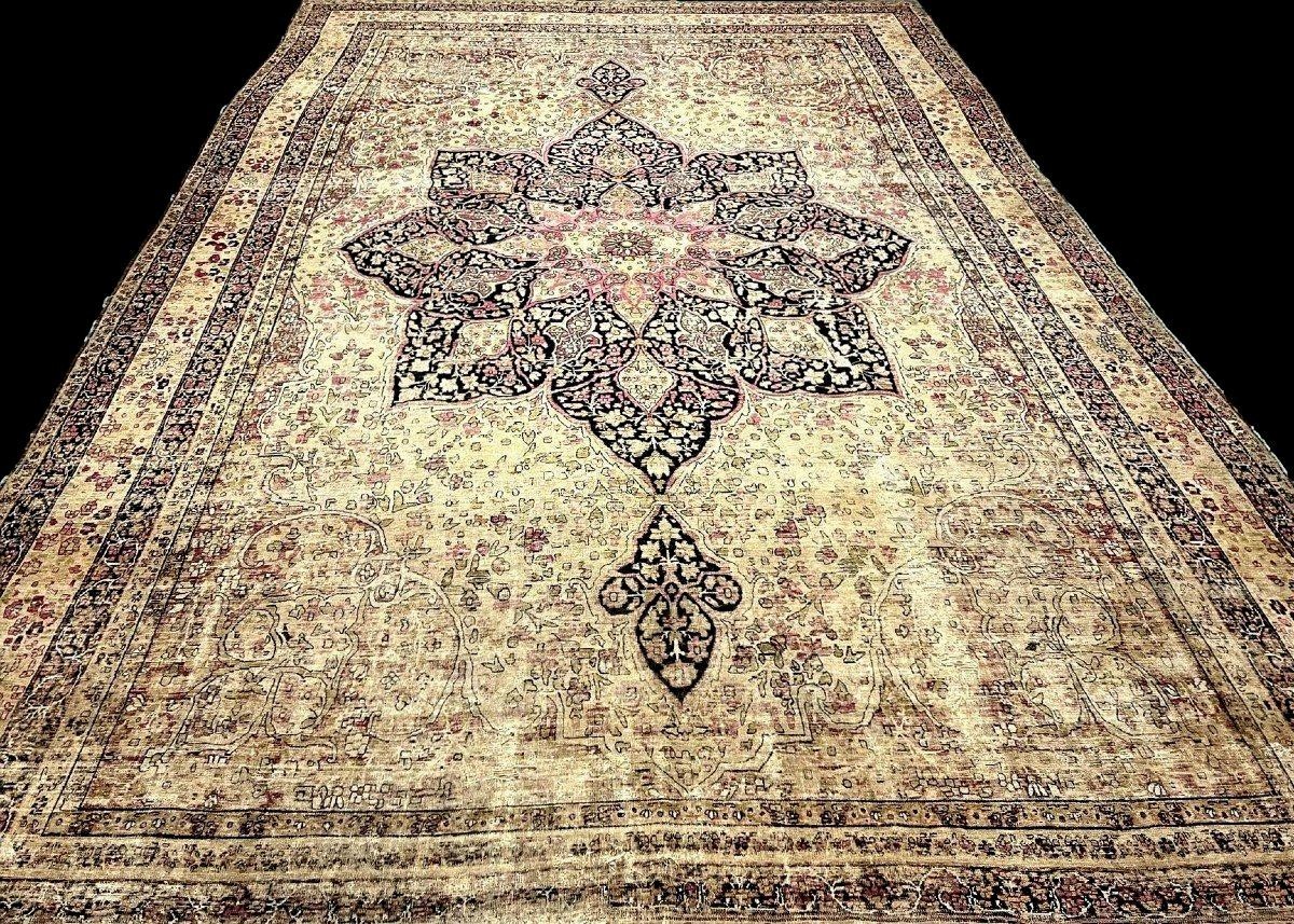 Tapis Kirman Raver Kadjar, 320 cm x 490 cm, laine nouée main au XIXème siècle de qualité musée-photo-6