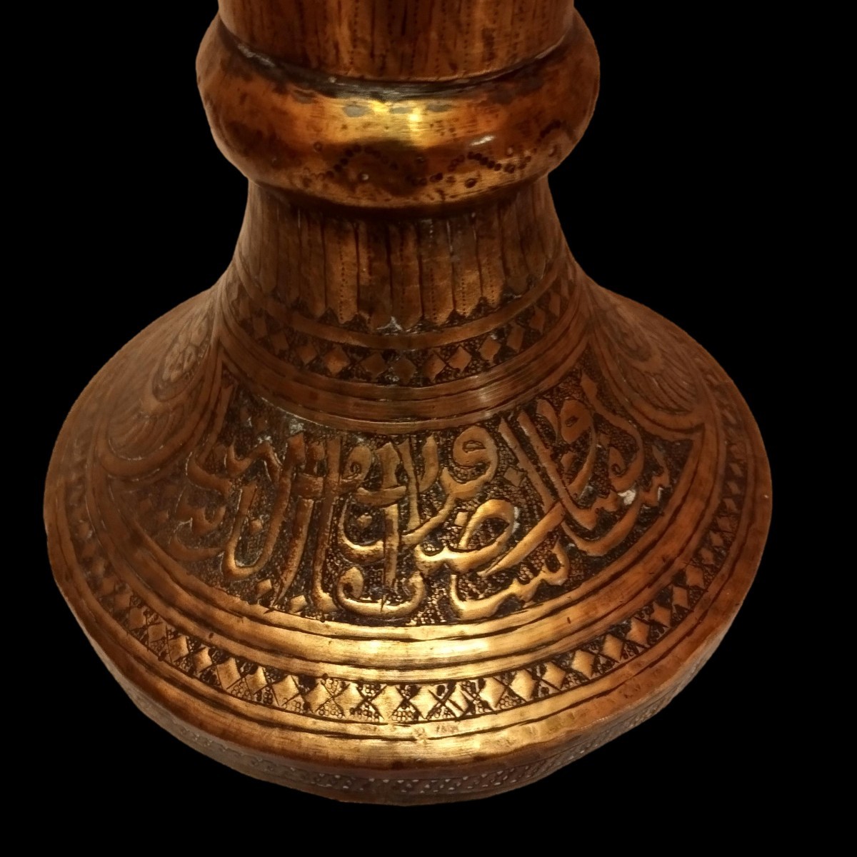 vase balustre oriental, 73 cm de haut, laiton ciselé du  XIXème, Moyen - Orient, très bon état-photo-4