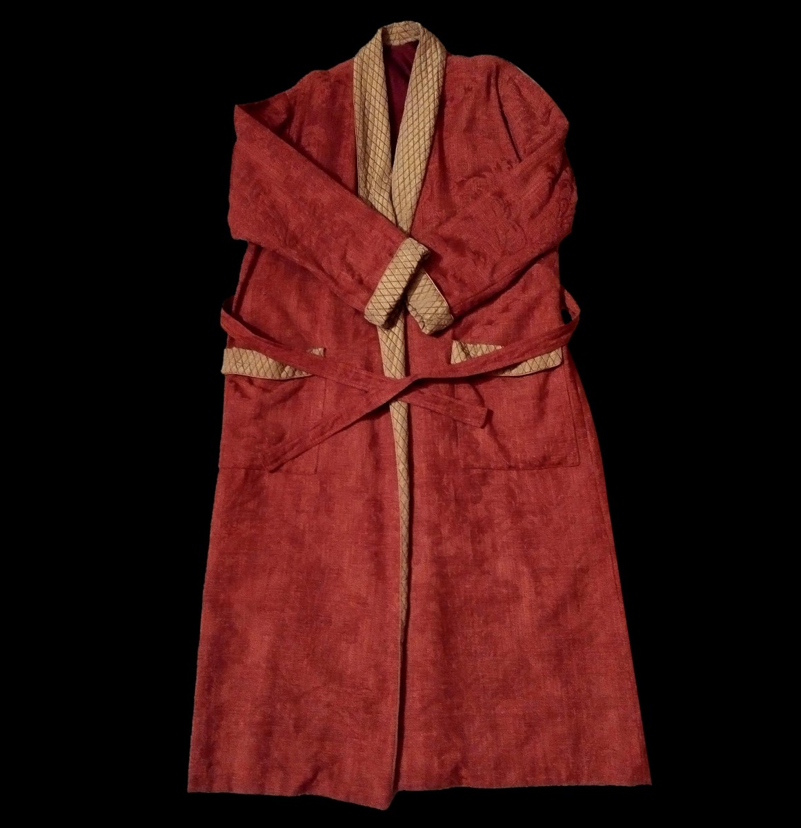 Tenture de soie, 215 x 260 cm, soie en patchwork, travail des années 70-80, parfait état-photo-4