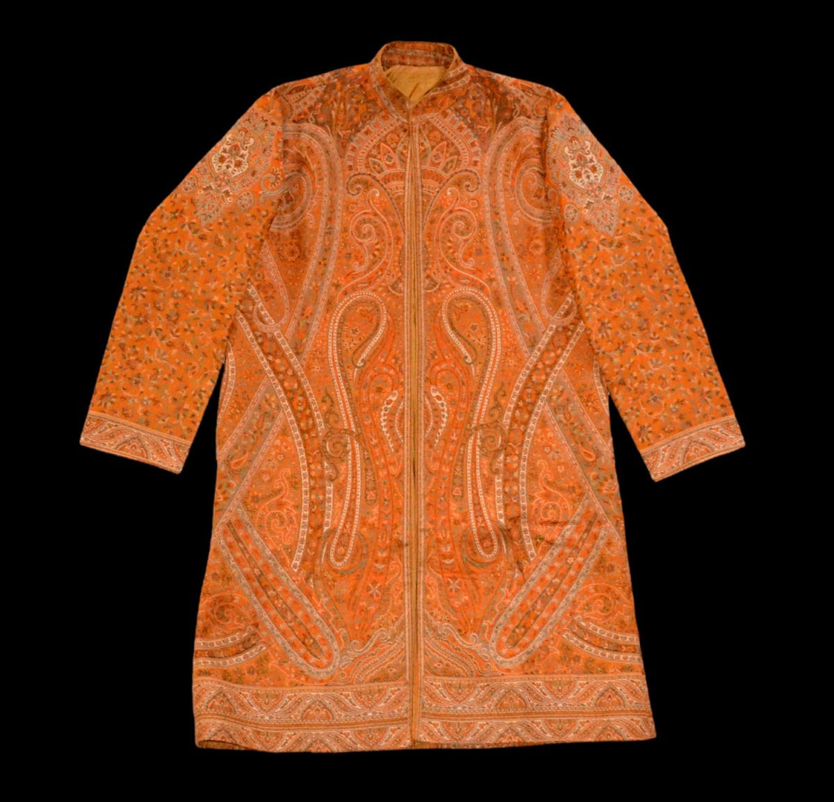 Tenture de soie, 215 x 260 cm, soie en patchwork, travail des années 70-80, parfait état-photo-5