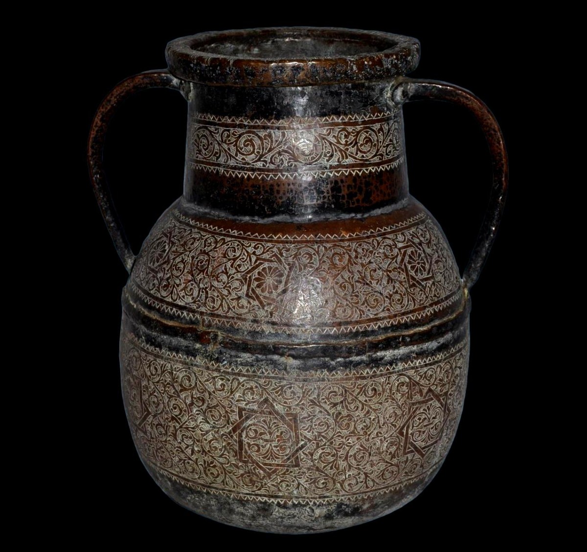 Small Dish, Hand-chased Brass And Acid Etching, Isfahan, Iran, Mid-20th Century-photo-7