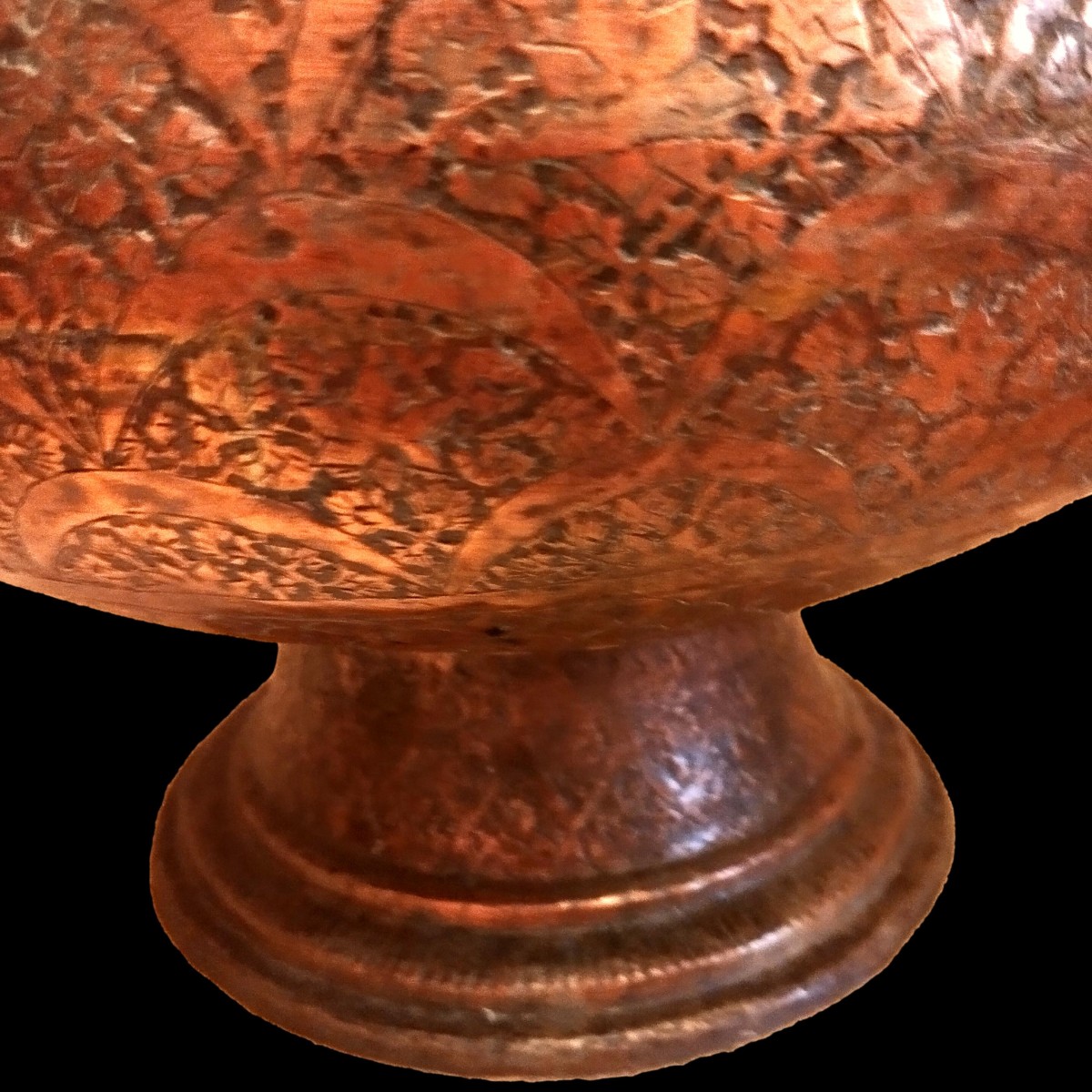Vase à panse globulaire, Ht 83 cm, Iran, cuivre rouge, millefleurs barques inversées, XIXème-photo-2