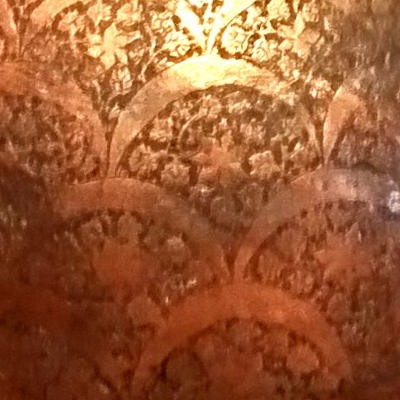 Vase à panse globulaire, Ht 83 cm, Iran, cuivre rouge, millefleurs barques inversées, XIXème-photo-1