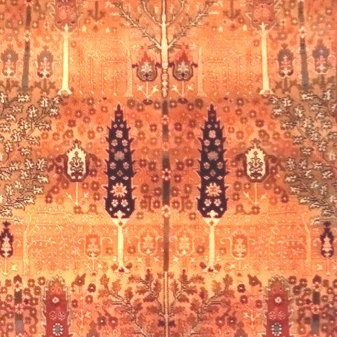 Tapis à Arbres et Buissons, 120 x 176 cm, Indo-perse en laine nouée main, 1980, très bon état-photo-3