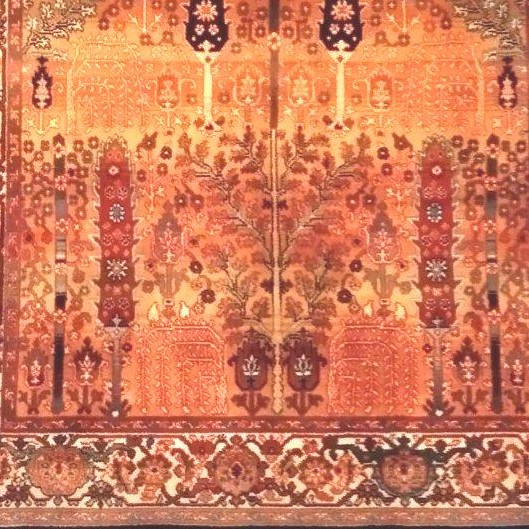 Tapis à Arbres et Buissons, 120 x 176 cm, Indo-perse en laine nouée main, 1980, très bon état-photo-4