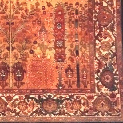 Tapis à Arbres et Buissons, 120 x 176 cm, Indo-perse en laine nouée main, 1980, très bon état-photo-5