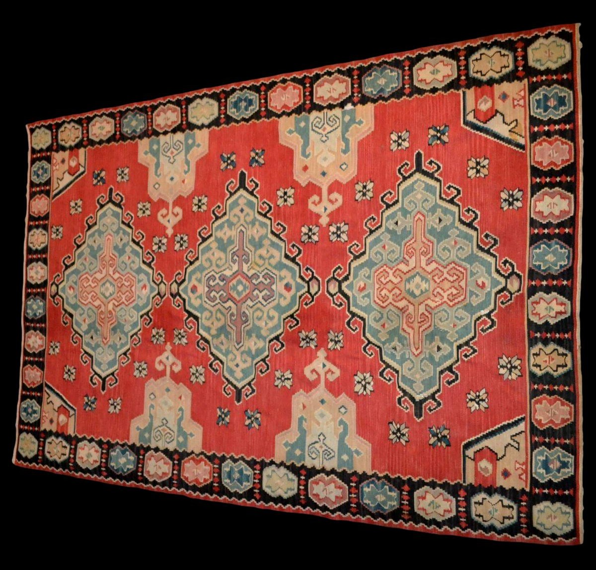 Kilim ancien ethnique, 178 x 258 cm, laine, première partie du XXème Siècle, Très bel état-photo-4