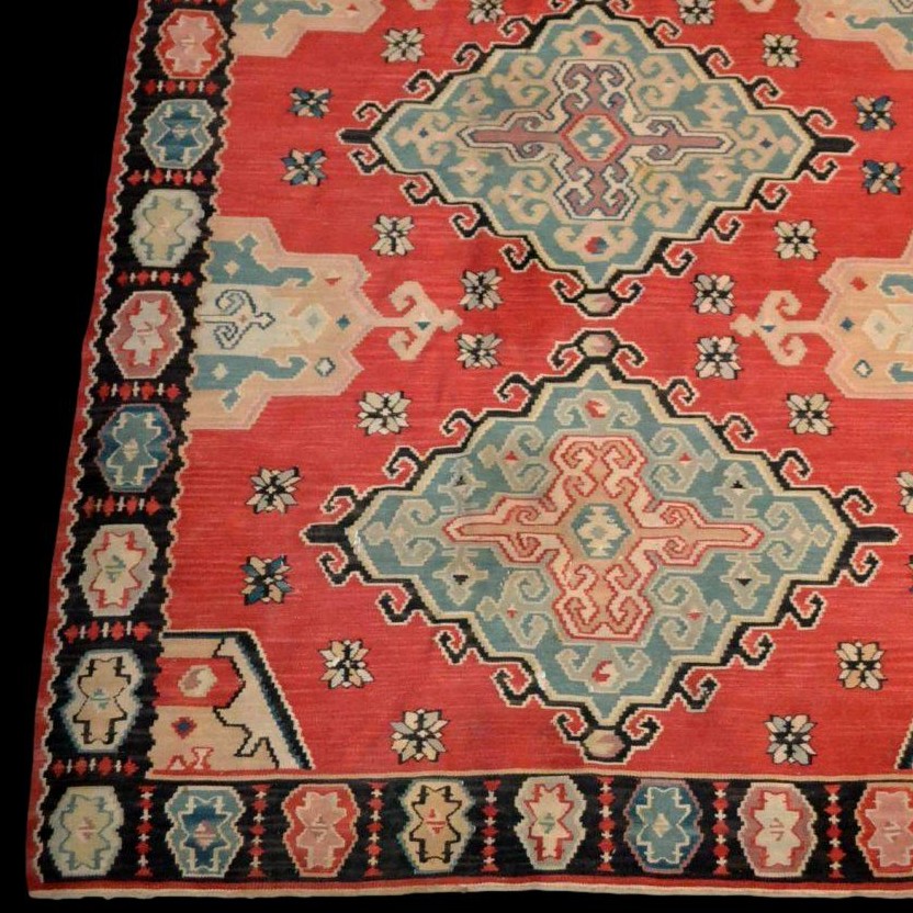 Kilim ancien ethnique, 178 x 258 cm, laine, première partie du XXème Siècle, Très bel état-photo-4