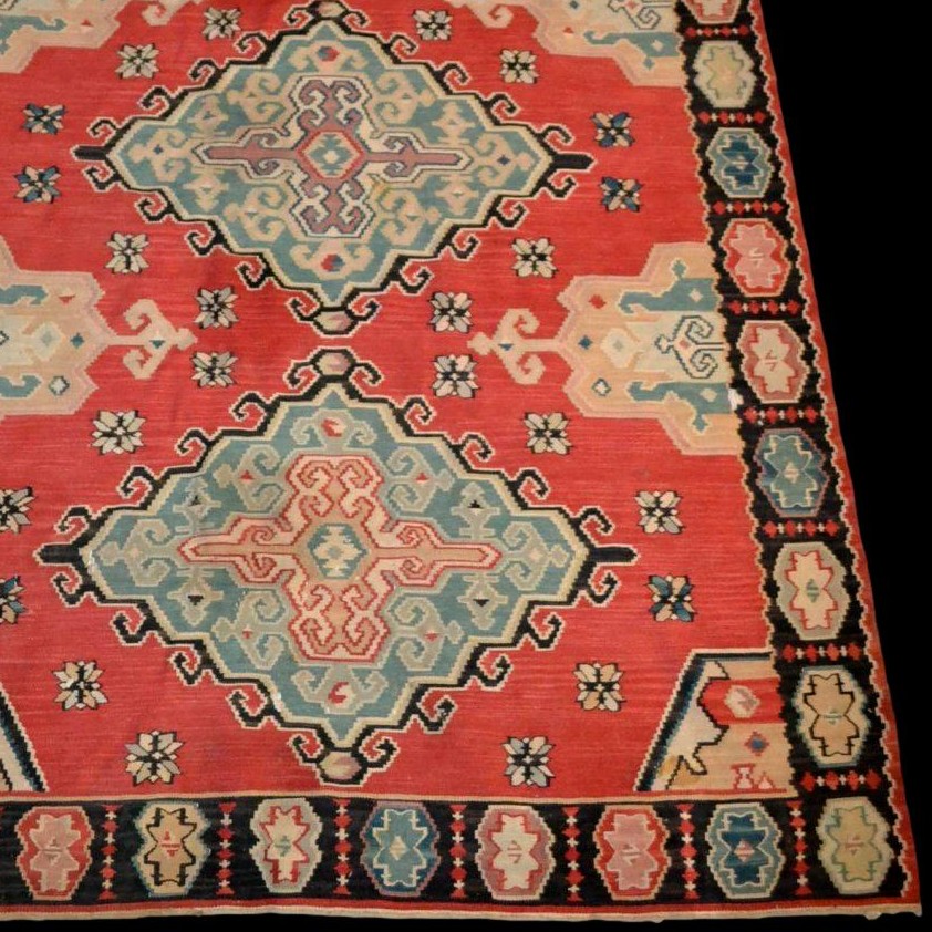 Kilim ancien ethnique, 178 x 258 cm, laine, première partie du XXème Siècle, Très bel état-photo-5