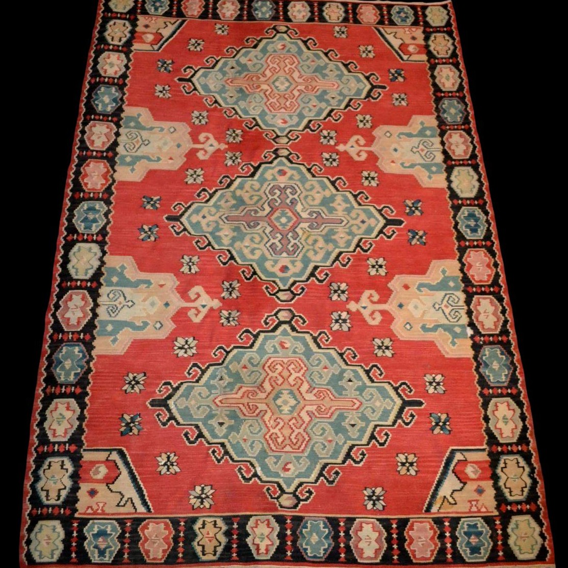 Kilim ancien ethnique, 178 x 258 cm, laine, première partie du XXème Siècle, Très bel état