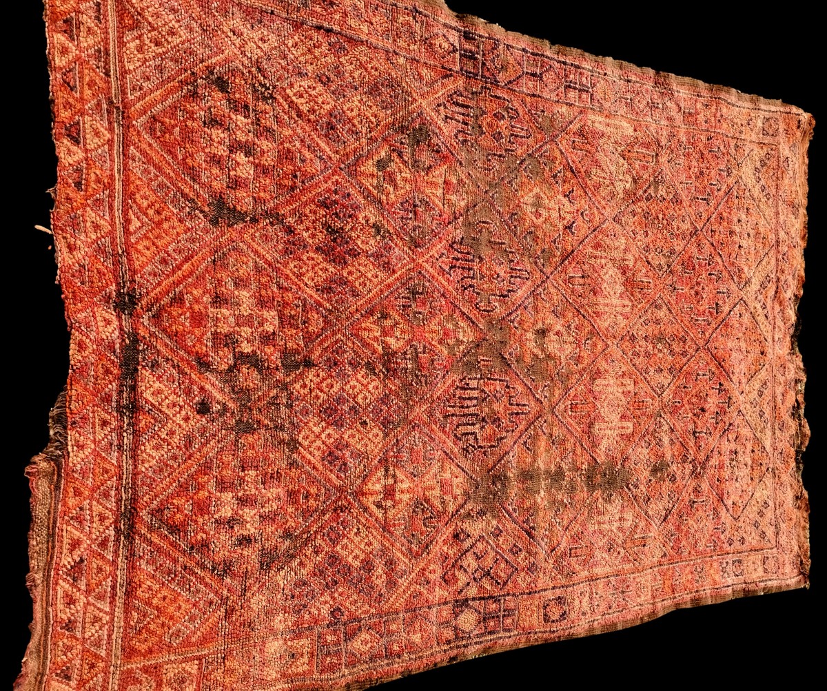 Beni M'guild Carpet, 185 X 275 Cm, Wool On Wool, 19th Century, Morocco, Collection, Rare-photo-2