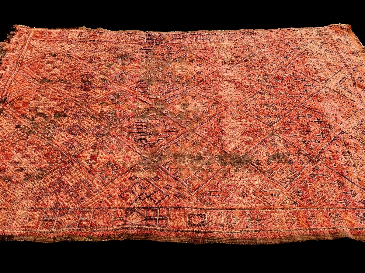 Beni M'guild Carpet, 185 X 275 Cm, Wool On Wool, 19th Century, Morocco, Collection, Rare-photo-3