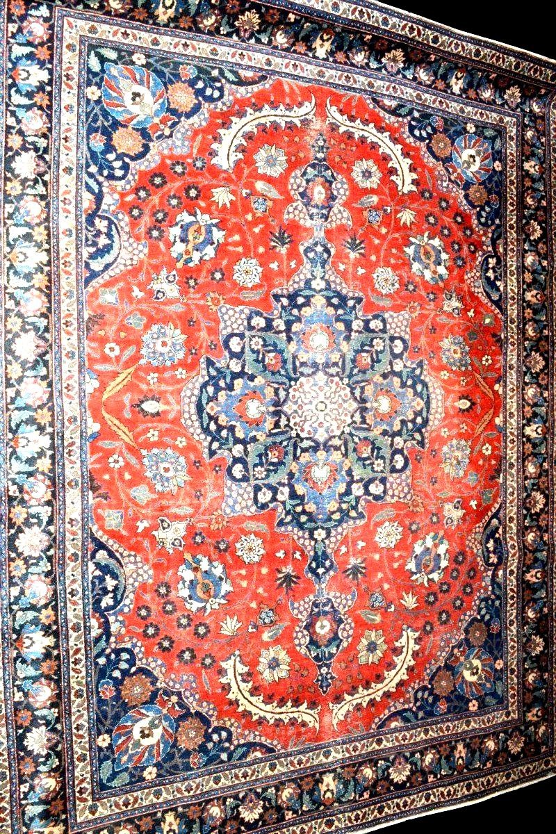 Antique Tabriz Rug, 290 X 373 Cm, Hand-knotted Kork Wool From Iran, 1900-1920, Very Good Condition-photo-2