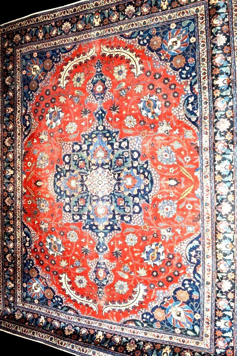 Antique Tabriz Rug, 290 X 373 Cm, Hand-knotted Kork Wool From Iran, 1900-1920, Very Good Condition-photo-4