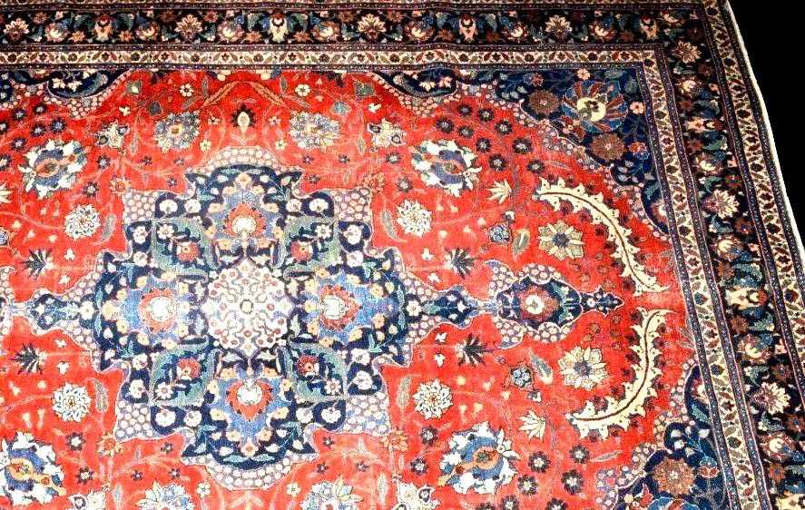 Antique Tabriz Rug, 290 X 373 Cm, Hand-knotted Kork Wool From Iran, 1900-1920, Very Good Condition-photo-2
