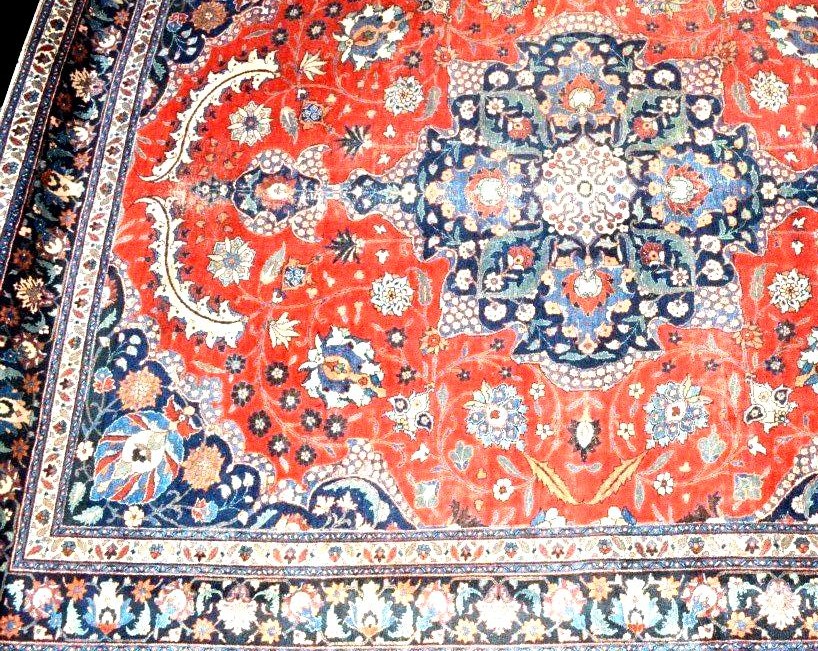 Antique Tabriz Rug, 290 X 373 Cm, Hand-knotted Kork Wool From Iran, 1900-1920, Very Good Condition-photo-3