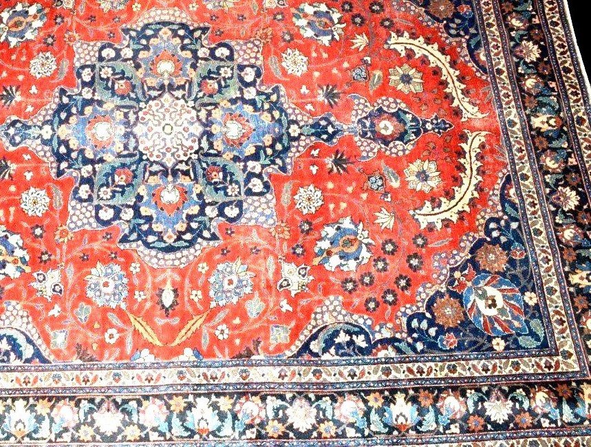 Antique Tabriz Rug, 290 X 373 Cm, Hand-knotted Kork Wool From Iran, 1900-1920, Very Good Condition-photo-4