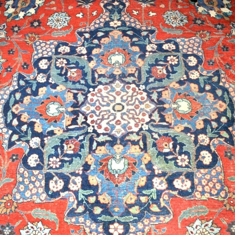 Antique Tabriz Rug, 290 X 373 Cm, Hand-knotted Kork Wool From Iran, 1900-1920, Very Good Condition-photo-5