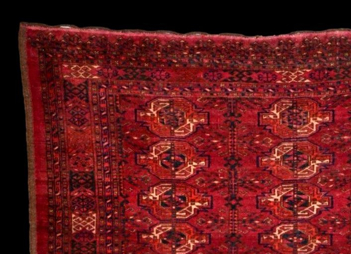 Tapis Tekké "chouval", 104 x 158 cm, laine sur laine nouée main au Turkestan, 1880 - 1900-photo-2
