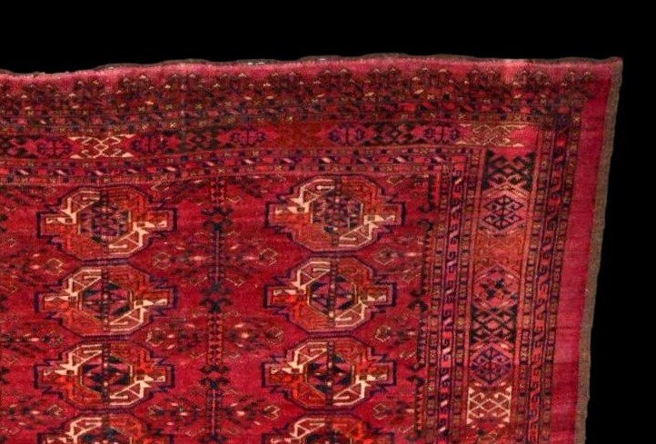 Tapis Tekké "chouval", 104 x 158 cm, laine sur laine nouée main au Turkestan, 1880 - 1900-photo-3