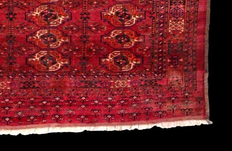 Tapis Tekké "chouval", 104 x 158 cm, laine sur laine nouée main au Turkestan, 1880 - 1900-photo-1