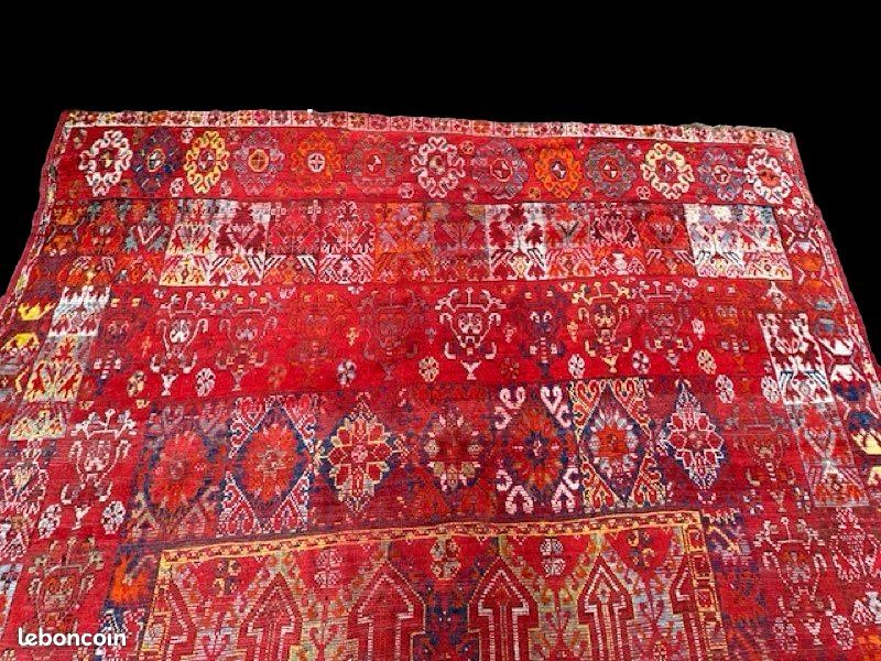 Tapis Zerbiya, Rabat, Maroc, 240 x 690 cm, laine nouée main au XIXème siècle, pièce muséale-photo-1