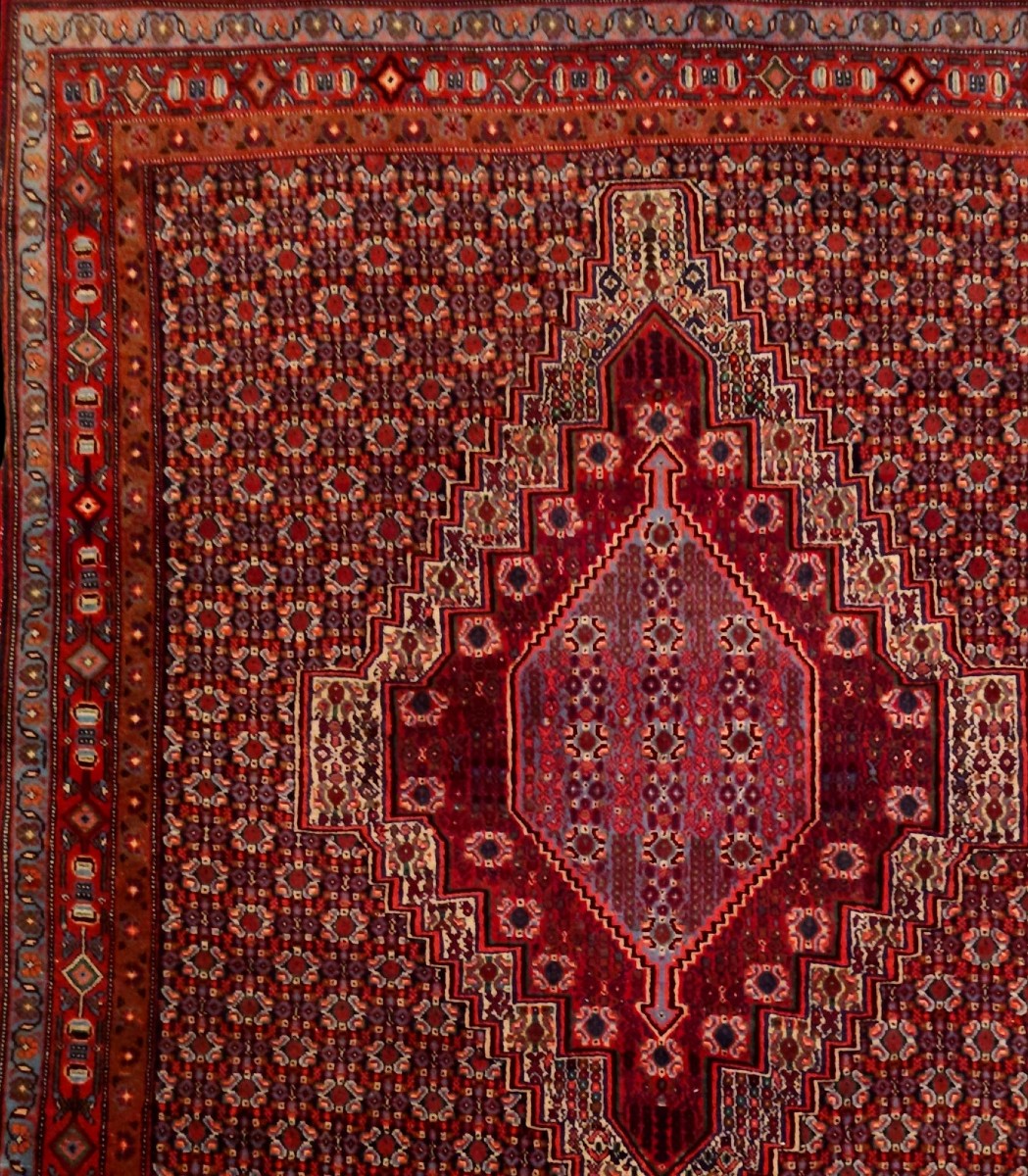 Tapis Senneh, 127 x 155 cm, laine nouée main au Kurdistan iranien, 1980, très bon état-photo-2