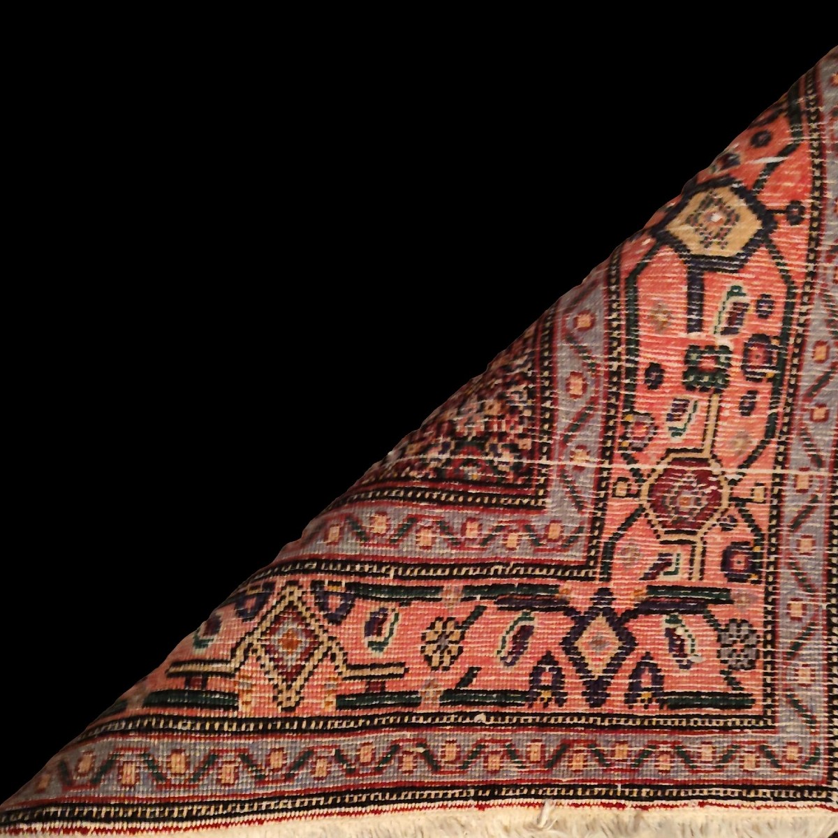Tapis Senneh, 127 x 155 cm, laine nouée main au Kurdistan iranien, 1980, très bon état-photo-5