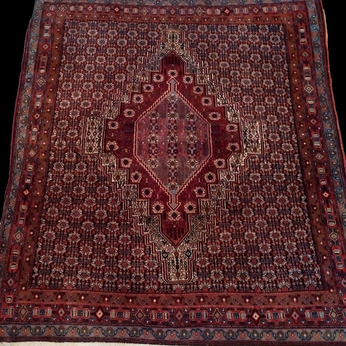 Senneh Rug, 127 X 155 Cm, Hand-knotted Wool From Iranian Kurdistan, 1980, Very Good Condition