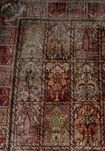 Srinagar Carpet, Kashmir Silk, 184 X 281 Cm, Hand-knotted Silk, Jammu And Kashmir, 1970-photo-4