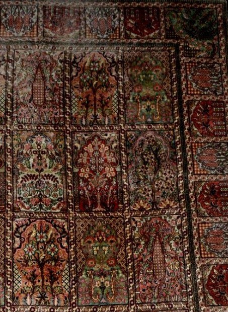 Srinagar Carpet, Kashmir Silk, 184 X 281 Cm, Hand-knotted Silk, Jammu And Kashmir, 1970-photo-1