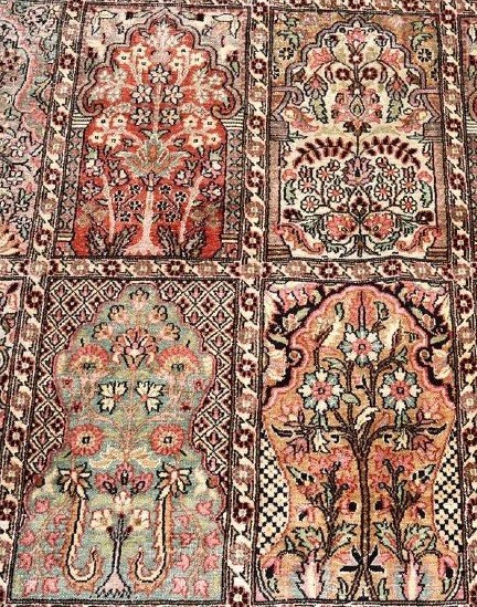 Srinagar Carpet, Kashmir Silk, 184 X 281 Cm, Hand-knotted Silk, Jammu And Kashmir, 1970-photo-4