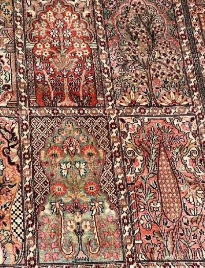 Srinagar Carpet, Kashmir Silk, 184 X 281 Cm, Hand-knotted Silk, Jammu And Kashmir, 1970-photo-5