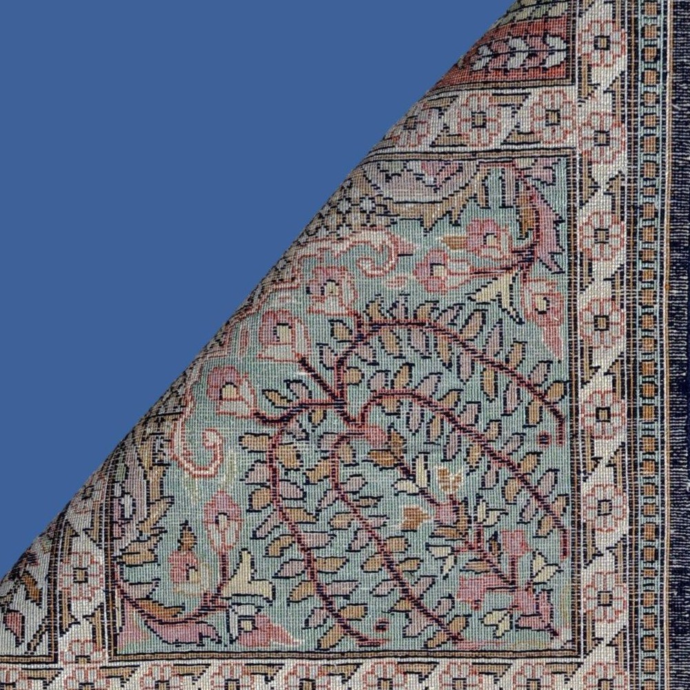 Srinagar Carpet, Kashmir Silk, 184 X 281 Cm, Hand-knotted Silk, Jammu And Kashmir, 1970-photo-6