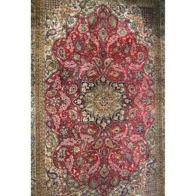 Srinagar Carpet, Kashmir Silk, 184 X 281 Cm, Hand-knotted Silk, Jammu And Kashmir, 1970-photo-8