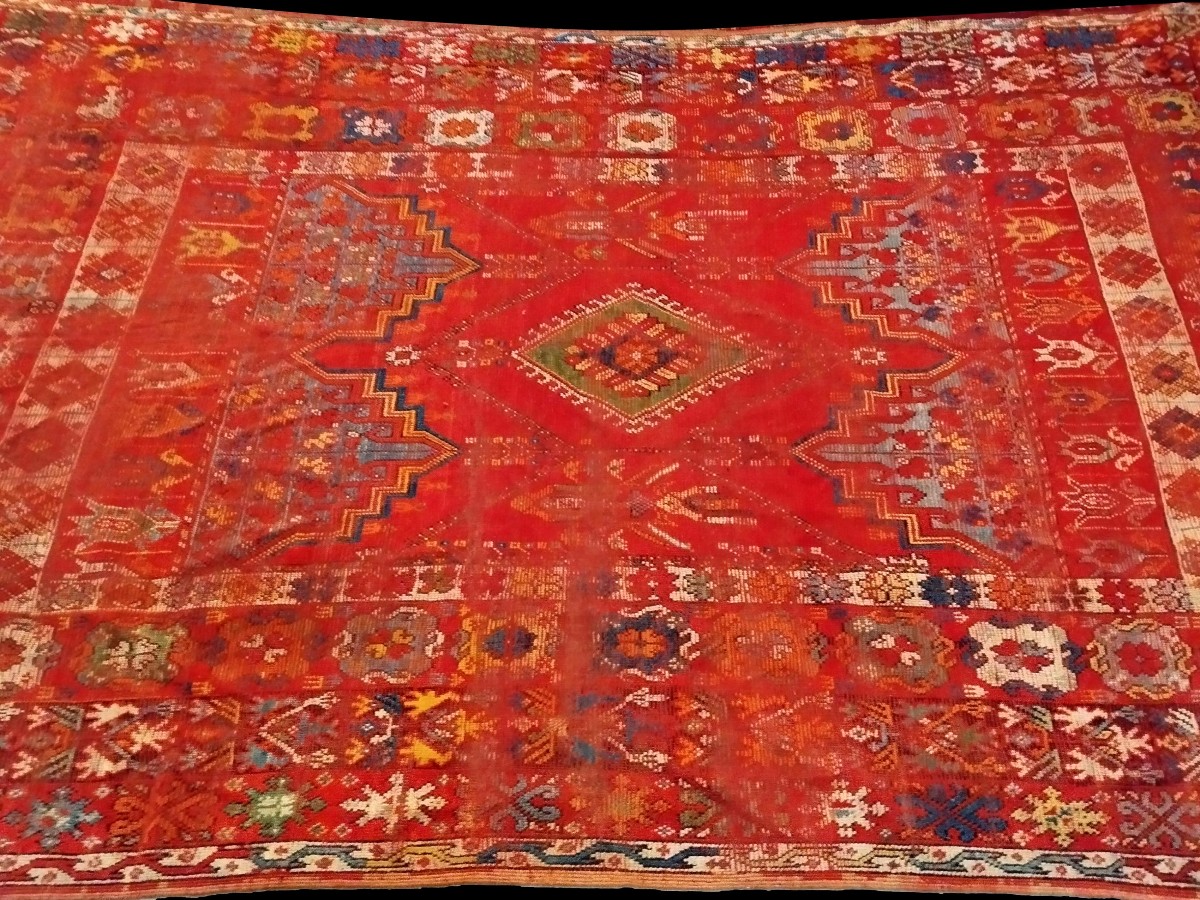 Carpet, Exceptional Médiouna, Rabat, Morocco, 222 X 354 Cm, Hand-knotted Wool, 19th Century-photo-3