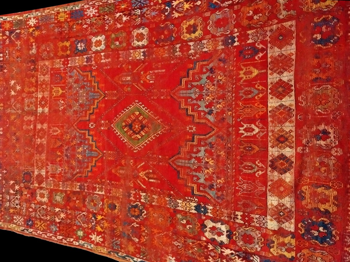 Carpet, Exceptional Médiouna, Rabat, Morocco, 222 X 354 Cm, Hand-knotted Wool, 19th Century-photo-4