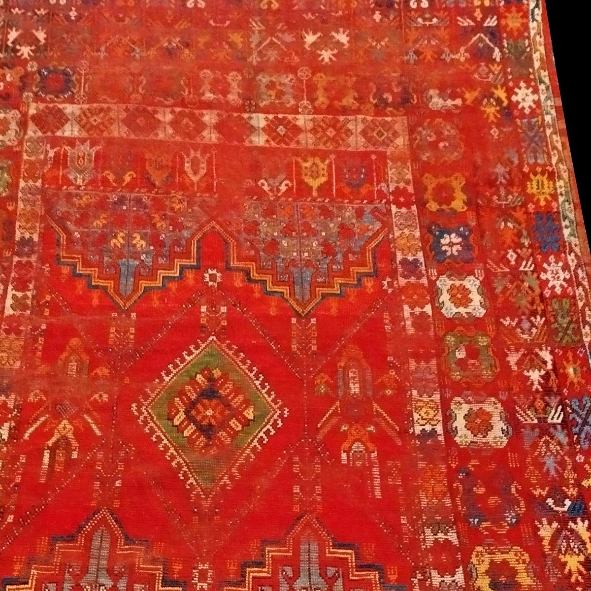 Carpet, Exceptional Médiouna, Rabat, Morocco, 222 X 354 Cm, Hand-knotted Wool, 19th Century-photo-2